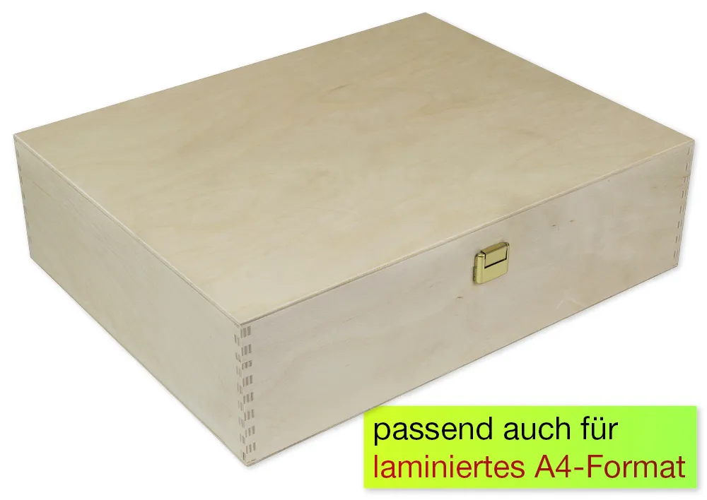 Klappdeckel-Box aus Holz A4-Plus, natur