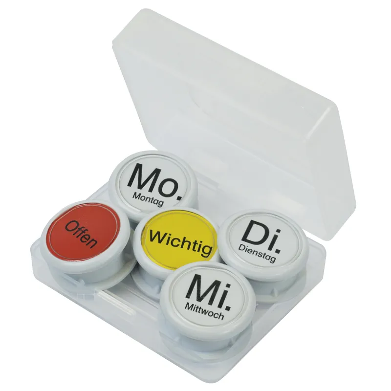 Wochentags-Magnete 10-tlg. in Box