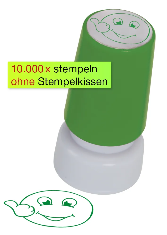 Siebdruck-Stempel "Perpetuum", "Gesicht Daumen hoch"