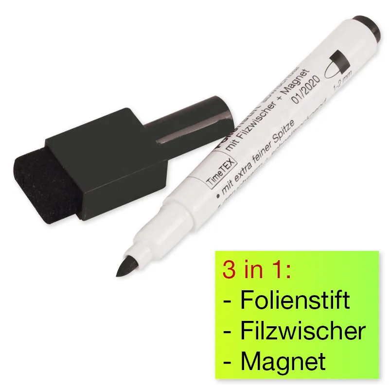 Set Folien-Schreiber abwischbar mit Filzwischer + Magnet