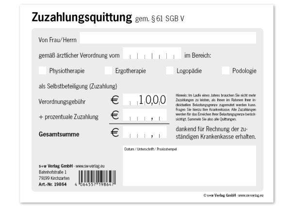 Zuzahlungsquittung SD-Box, 250 Sätze, selbstdurchschreibend