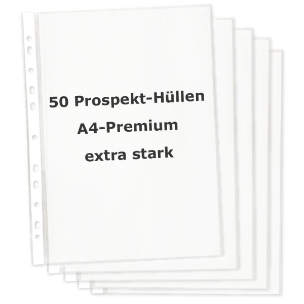 Prospekt-Hüllen A4 Premium, extra stark, 50 Stück