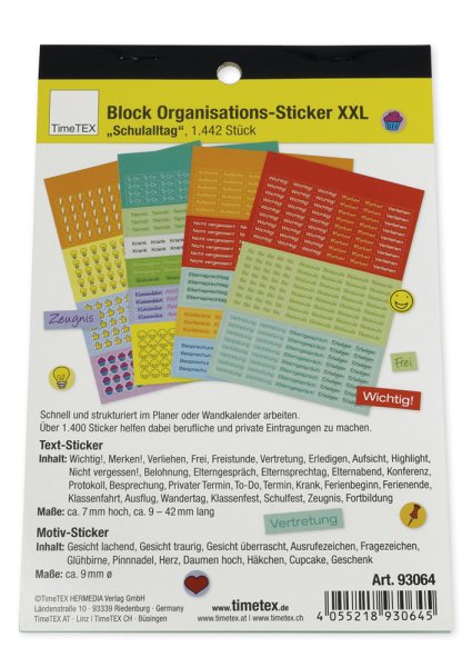 Block Organisations-Sticker XXL „Schulalltag“, 1.442 Stück