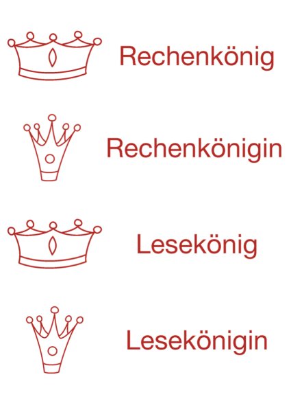 Stempel-Türmchen, Rechen-/Lese-König/in