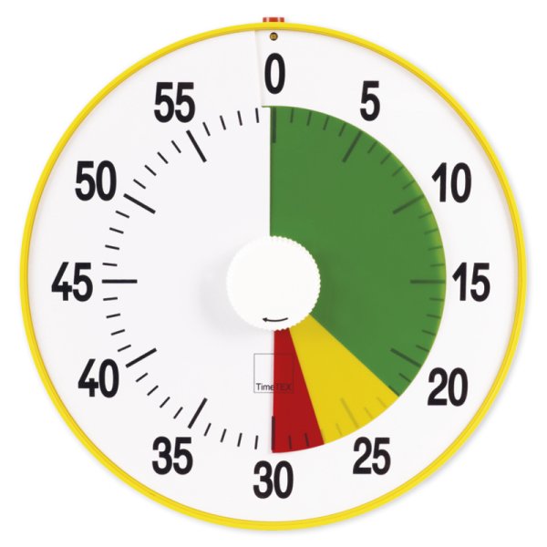 TimeTEX Zeitdauer-Uhr "lautlos" XL, 32 cm ø, mit Ampelscheibe + Pausentaste